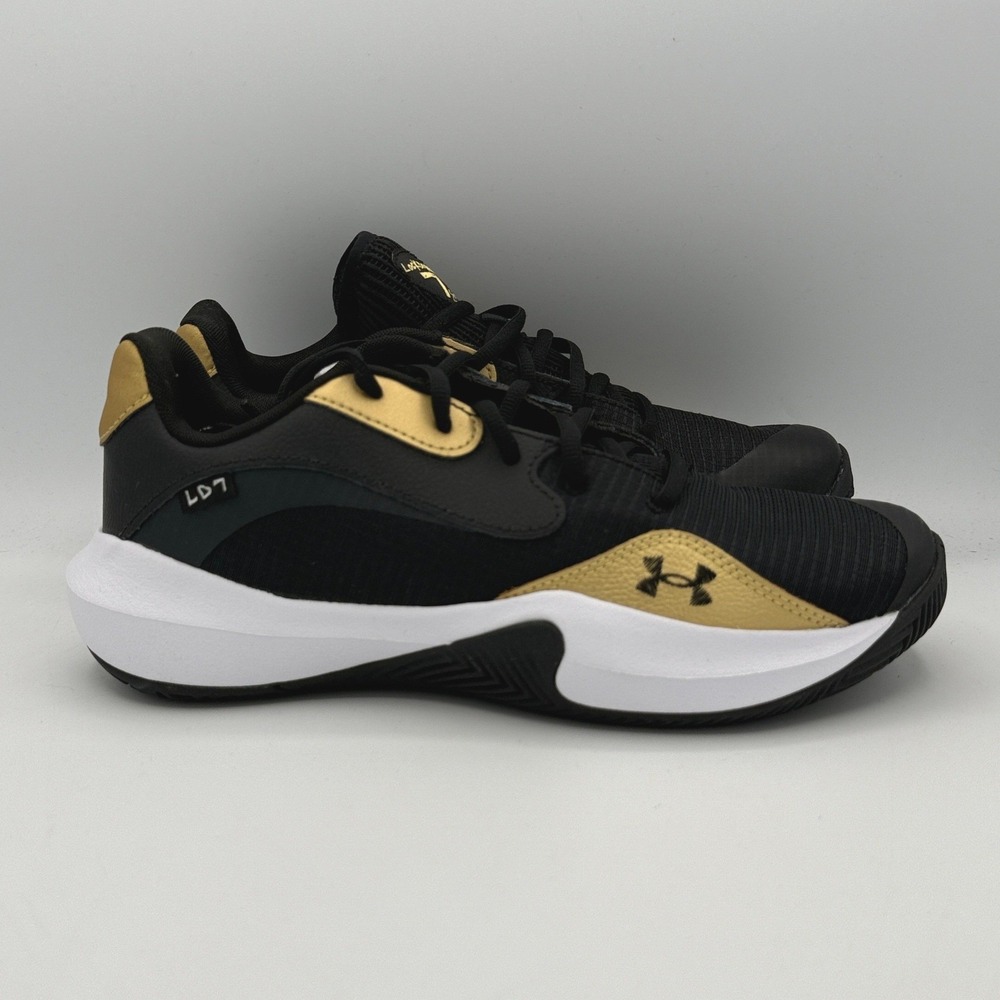 Under Armour Lockdown 7 Low Shoes Mens 8.5 Black Gold Basketball 3027646-001